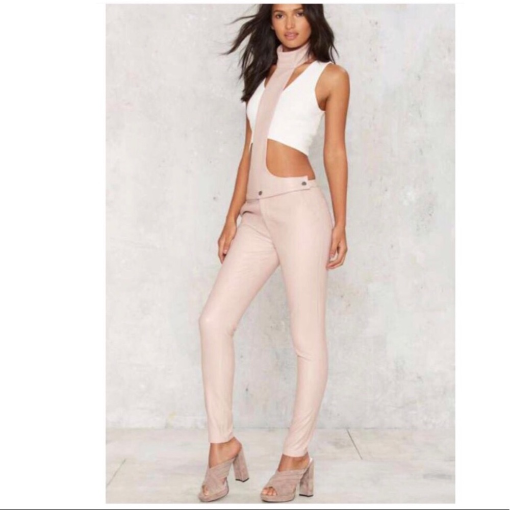 Nasty Gal(original)  Blush Leather Overalls